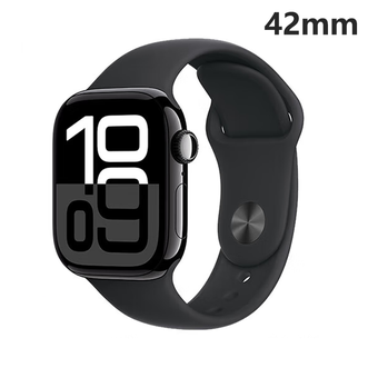 苹果/Apple  Apple Watch Series 10 42mm 亮黑色铝金属表壳 黑色运动型表带 S10系列