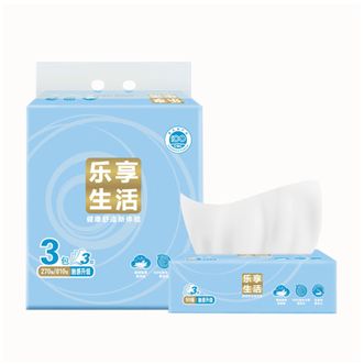 清风  抽纸 乐享生活系列 面巾纸餐巾纸卫生纸纸巾 3层90抽/包 3包/提 6提18包