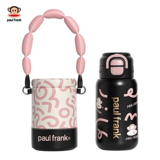 大嘴猴/PaulFrank  线条双饮保温杯 高颜值男女学生保温杯儿童水杯带杯套易携带保温杯PF136-580（粉墨甜心）