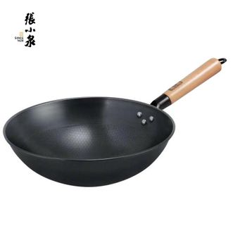 张小泉  32cm炒锅无涂层精铁锅不粘锅炒菜锅煎锅煎蛋锅平底锅电磁炉煤燃气通用锅(无盖)C32260300