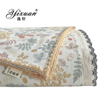 逸轩/yixuan  100%全棉老粗布花边床单 纯棉单人双人宿舍家用床品 花边-春色