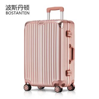 波斯丹顿（BOSTANTEN）22寸拉杆箱耐磨抗摔行李箱万向轮旅行箱密码箱 玫瑰金铝框款BJ9204030