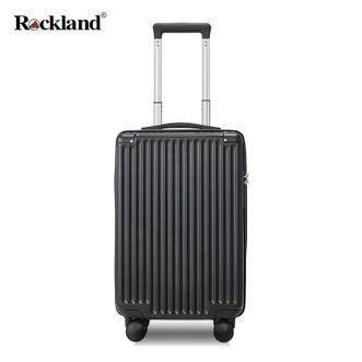 洛克兰/ROCKLAND  24寸 猎跑多功能杯架拉链行李箱 结实耐用拉杆箱 黑色/银色CRX158A