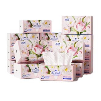 蓝漂  郁金香系列抽纸压花加厚自然无香面纸巾擦手纸卫生纸巾白色抽纸32包装