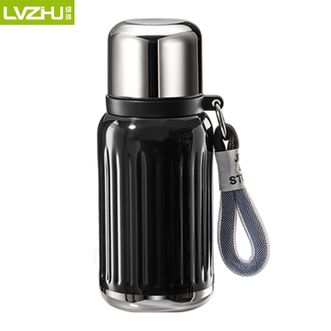 绿珠（lvzhu）   花果茶保温杯 316不锈钢茶水分离水杯户外通勤露营加粗提绳便携式喝水杯-K933黑色