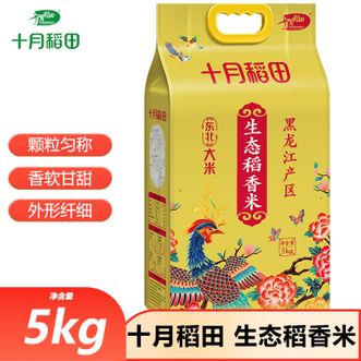 十月稻田  生态稻香米5kg 精选优质寒地大米 晶莹剔透 软糯可口 稻花香米 家庭装10斤装