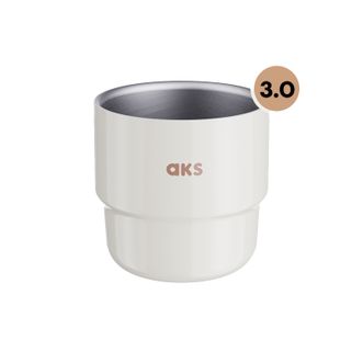 AKS  咖啡杯304不锈钢双层水杯便携隔热分享杯意式迷你杯 3.0闻香分享杯奶昔白 240ml AKS670-1WH