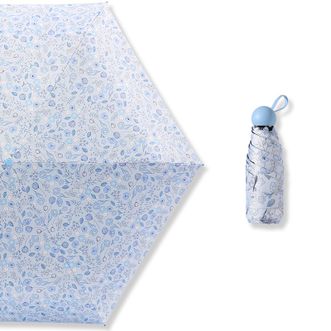 天堂伞  五折口袋伞  秘密花园 天晴蓝  胶囊小伞超轻便携碎花黑胶防晒遮阳伞晴雨两用太阳伞女