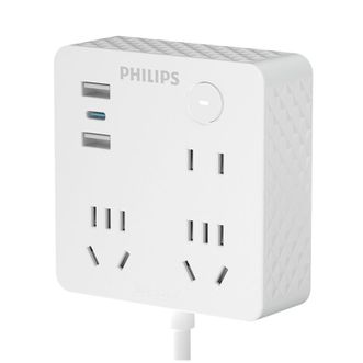 飞利浦/Philips  水立方桌面插座2位五孔+1位两孔+2USB+1Type-C 1.8米有线插排SPB4333WA