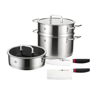双立人（ZWILLING）  ZW-C139 双立人五福临门厨具套装66200-014-922 含炒锅汤锅蒸笼厨房刀具 优质不锈钢