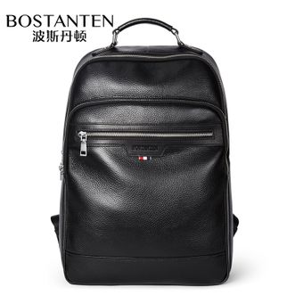 波斯丹顿（BOSTANTEN）双肩包头层牛皮电脑包商务休闲背包B6172031 黑色