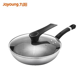 九阳/Joyoung  炒锅家用蜂窝炒菜锅不锈钢30cm带盖炒锅适合家用2-5人 CF30C-CJ538