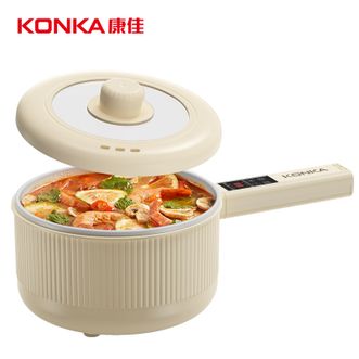 康佳/Konka  电煮锅不带蒸笼 电火锅电蒸锅煎锅多功能炒锅学生宿舍煮面锅2L迷你电锅不粘锅 KDZG-8023E-W