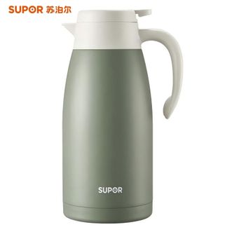 苏泊尔（SUPOR）  真空保温壶2L 不锈钢内胆保温壶 一键按压出水水壶大容量热水壶 罗勒绿色