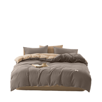 无印良品  透气水洗棉四件套-浅灰+卡其MJ-T2024-0202