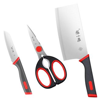 张小泉  红韵系列三件套菜刀水果刀剪刀套装D400061