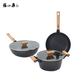 张小泉  悦享精铁三件套 家用精铁炒锅煎锅汤锅厨房锅具套装