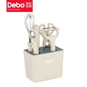 Debo  水果刀不锈钢瓜刨组合 六件套-白色DEP-866