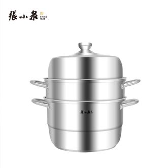 张小泉  韵味三层蒸锅不锈钢蒸锅家用加厚复底 C32420100汤蒸锅 28cm