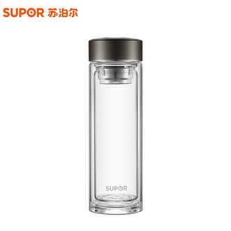 苏泊尔（SUPOR）玻璃杯 泡茶杯400ml商务男女士车载双层加厚水杯 KCG40AH10