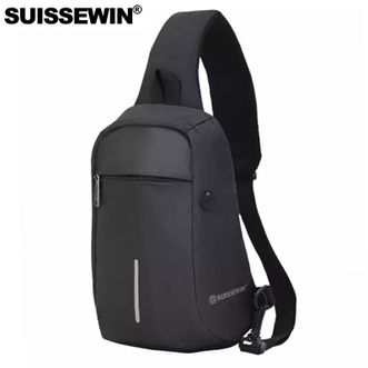SUISSEWIN 休闲胸包 时尚休闲商务运动通勤大容量单肩包简约斜挎包邮差包SNK17007