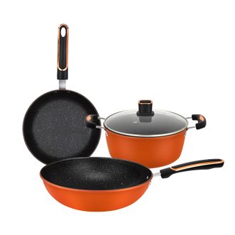 韩尔/Haner  橙心如意麦饭石锅具三件套HR-CXRY322