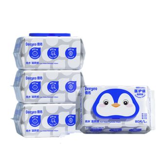 德佑/Deeyeo  纯水湿厕纸尝新装80抽*4包 洁厕湿纸巾厕所湿巾