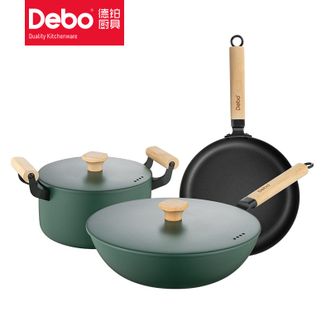 德铂（Debo）  轻油少烟 一体成型锅具套装 3件