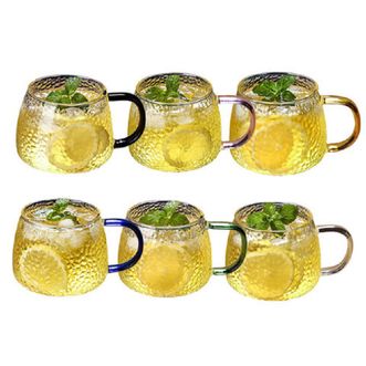 青苹果  彩柄锤纹水晶杯  六色套组  水具茶具家用待客轻奢高颜值