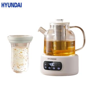 HYUNDAI  全玻璃养生壶KBE818A【养生壶+炖盅+滤网】 家用小型办公室效恒温保烧水长多功能花茶银耳羹粥炖煮一体婴儿调奶器冲奶电热  1L