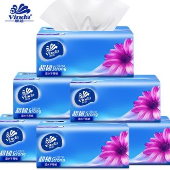 维达Vinda 抽纸超韧3层130抽软抽*6包 湿水不易破