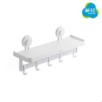 茶花 卡乐 免打孔 吸壁置物架 挂钩 卫生间置物架 免打孔 洗漱牙杯架 收纳架 255009