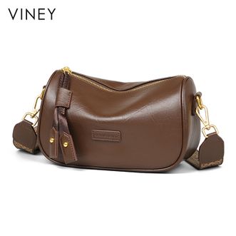 viney  包包女包牛皮斜挎包百搭轻奢休闲ck风女士单肩枕头包V90773