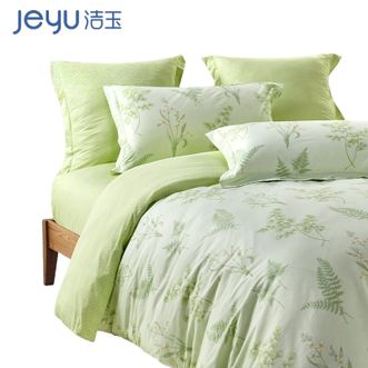 洁玉/jeyu  【四件套】密境花园柔软亲肤印花-床单-被罩-枕套