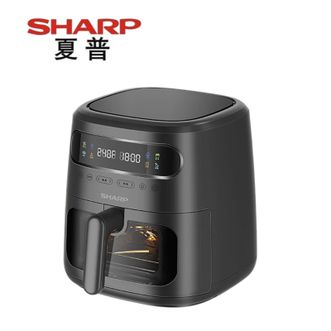 夏普/Sharp  KF-E60VL-H 空气炸锅(金属灰）一键点亮大视窗查看食物无需抽蓝，微电脑智能烹饪，6升大方容量