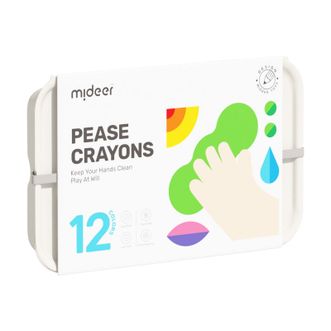 弥鹿  mideer豌豆蜡笔-12色彩笔宝宝涂鸦笔不脏