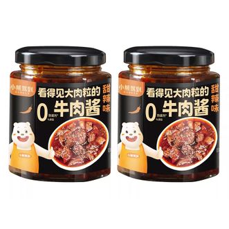 小熊驾到  牛肉酱200g*2瓶甜辣味劲道鲜辣拌饭拌面酱开盖即食家庭速食
