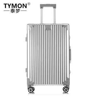 泰梦Tymon旅行传奇铝镁合金拉杆箱铝框登机箱万向轮旅行密码行李箱银色24英寸
