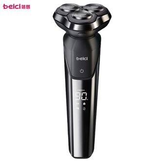 蓓慈/Beici  三刀头剃须刀电动刮胡刀 全身水洗LED智能屏显 3D浮动刀头带旅行锁男士充电胡须刀X3宇宙黑