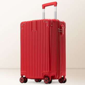 皮尔卡丹/Pierre Cardin  20英寸时尚行李箱 拉杆箱登机箱万向轮旅行箱密码箱子 拉链款红色