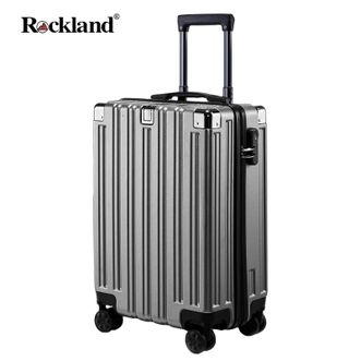 洛克兰/ROCKLAND  先锋系列拉链轻箱款前置挂钩硬箱行李箱 男女结实耐用拉杆箱旅行箱 拉链-深灰28寸