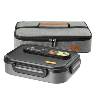 泰福高（TAFUCO）  饭盒 304不锈钢五格餐盘防烫学生便当盒配餐具保温袋2L T5216