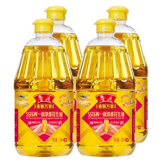 鲁花 香飘万家 5S压榨 一级浓香花生油 1.8L*4桶