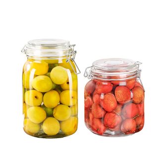 拜杰（BJ）  玻璃密封罐  1000ml+1500ml两只装  加厚玻璃硅胶密封保鲜罐蜂蜜瓶储物罐
