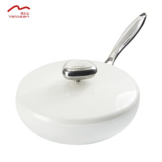 温仑山  正品鹅卵石不粘煎锅26cm 家用平底锅不粘锅煎蛋锅牛排锅VE1110-白色