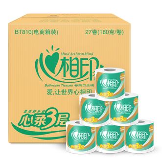 心相印卷纸心柔系列餐巾纸三层180g*27卷/箱卫生纸