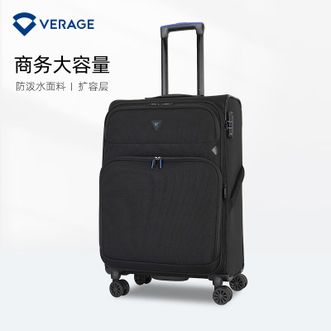 VERAGE  防泼水行李箱大容量商务帆布拉杆箱结实耐用轻便登机旅行箱子GM22039W/20寸黑色