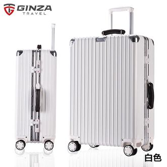 银座(GINZA)  新款上市  欧美出口20寸复古商务铝框拉杆箱静音万向飞机轮旅行箱硬箱TSA密码锁行李箱A-8953K 