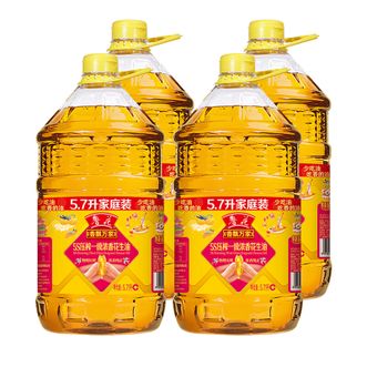 鲁花 香飘万家5S压榨一级浓香花生油 5.7L*4桶 食用油粮油