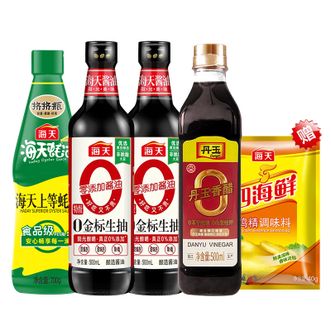 海天 0金标生抽500ml*2+零添加丹玉香醋500ml+上等蚝油700g+四海鲜鸡精40g调味组合（调料调味品）